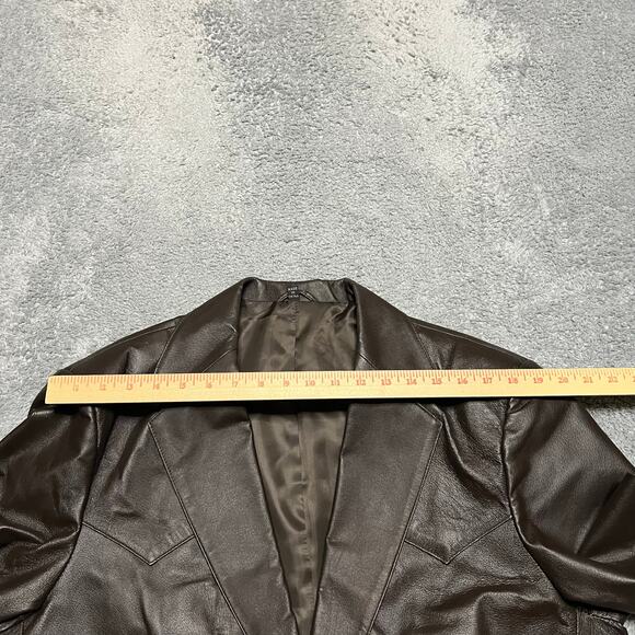 CIRCLE Weatern Leather Blazer Mens 44R Brown Leather Jacket Rockabilly ** - Picture 9 of 10